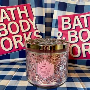 Blush Poinsettia 3 Wick Candle Bath and Body Works NEW Decorative lid Last One